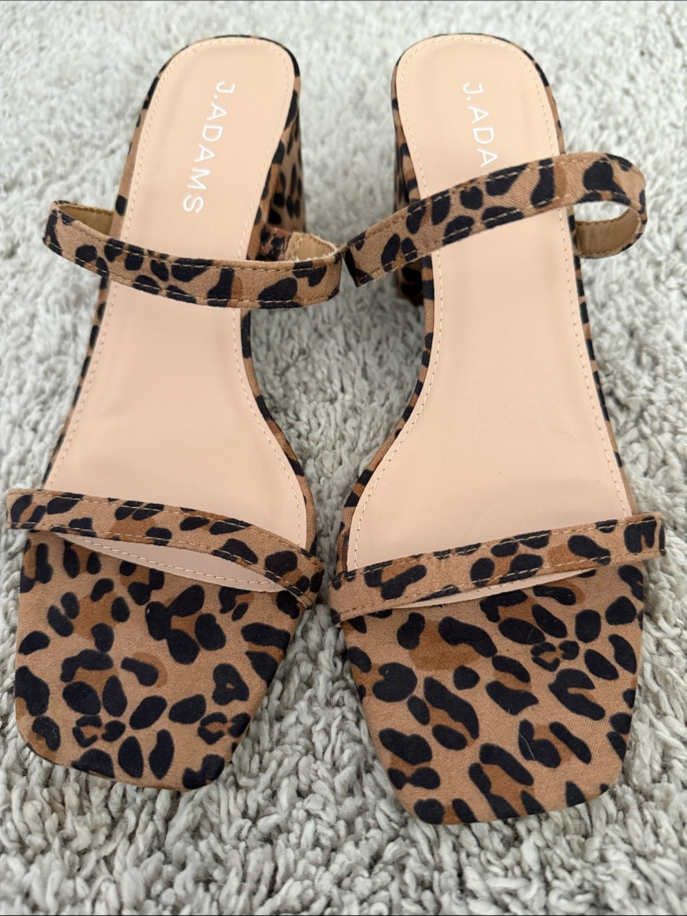 J Adams Leopard chunky Heel Sandals wedding guest strappy work animal print 7.5
